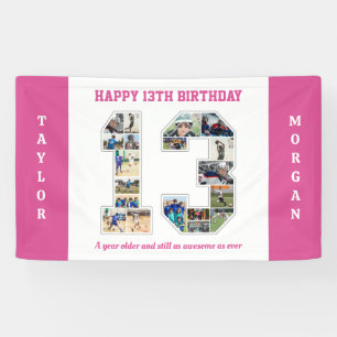 13th Birthday Anniversary Number 13 Photo Collage Banner