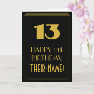 13th Birthday – Art Deco Inspired Look "13" & Name Card