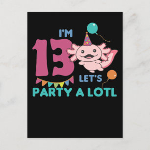 13th Birthday Axolotl Thirteen Years Old Axolotls Postcard
