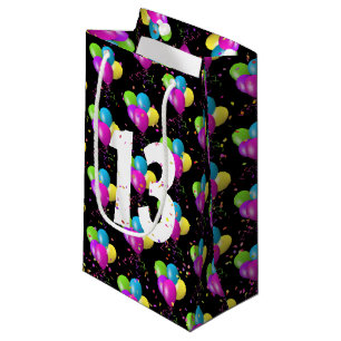 13th Birthday Balloons and Confetti Small Gift Bag
