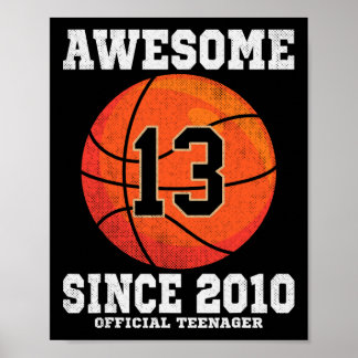 13th Birthday Basketball Fan 13 Years Old Official Poster