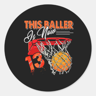 13th Birthday Basketball Fun 13 Years Old Kids Classic Round Sticker