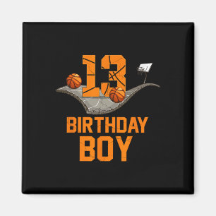 13th Birthday Basketball Jersey 13 Year Old Boy Bo Magnet