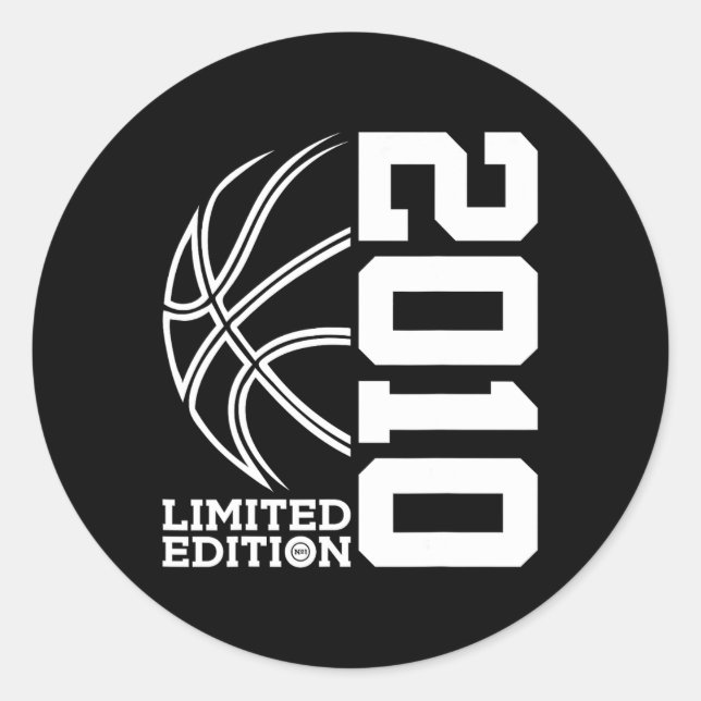 13th Birthday Basketball Limited Edition 2010  Classic Round Sticker (Front)