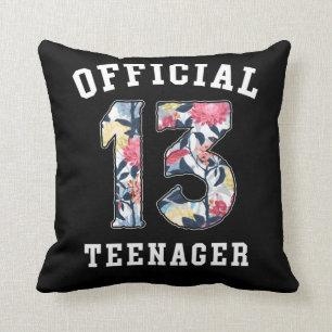 13th Birthday Beautiful Flower Official Teenager Cushion