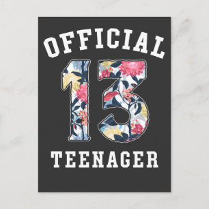13th Birthday Beautiful Flower Official Teenager Postcard