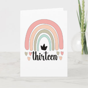 13th Birthday Boho Rainbow Party Kids 13 Years Old Card