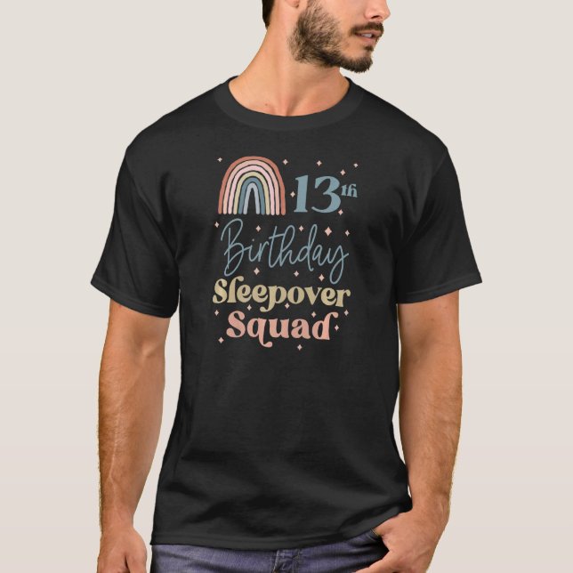 13th Birthday Boho Rainbow Sleepover Squad Pyjamas T-Shirt (Front)