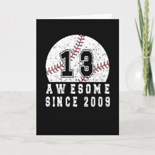 13th Birthday Born In 2009 Baseball Boy 13 Year Card