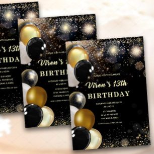 13th Birthday Boy Invitation 