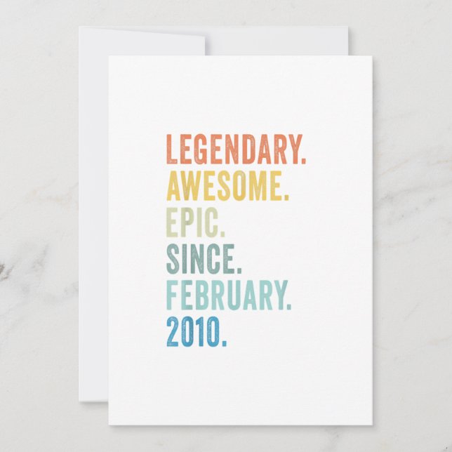 13th Birthday Boy Legendary Epic Awesome Since Feb Invitation (Front)