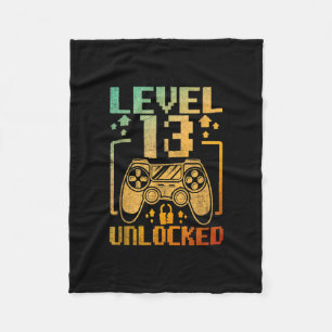 13th Birthday Boy Level 13 Unlocked 13 Year Old Vi Fleece Blanket