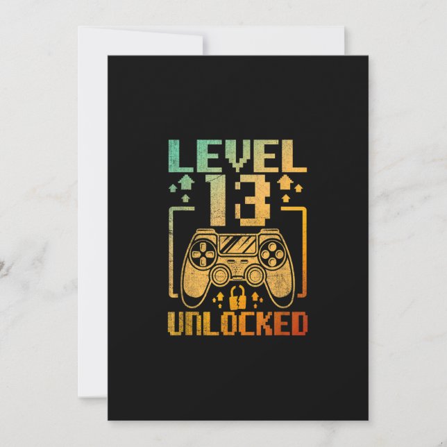 13th Birthday Boy Level 13 Unlocked 13 Year Old Vi Invitation (Front)