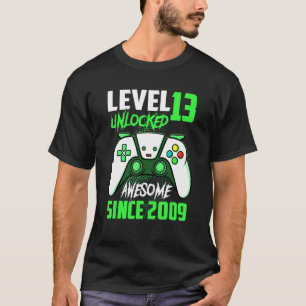 13th Birthday Boy Level 13 Unlocked Awesome 2009 T-Shirt