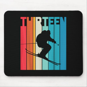 13th Birthday Boy Retro Ski Lover Skier 13 Years O Mouse Mat