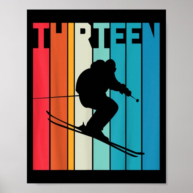 13th Birthday Boy Retro Ski Lover Skier 13 Years O Poster (Front)