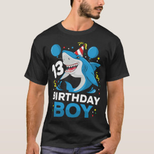 13th Birthday Boy Shark Ocean Theme Party 13 Years T-Shirt