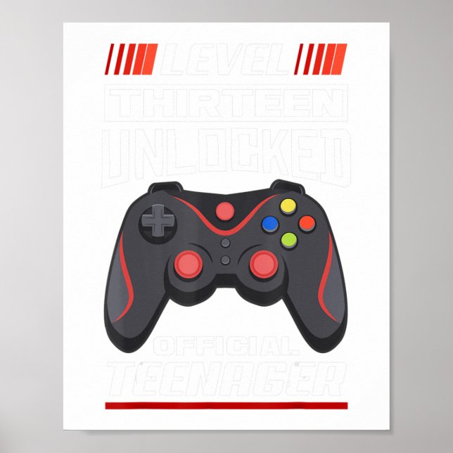 13th birthday boy teenager birthday gamer gaming g poster (Front)