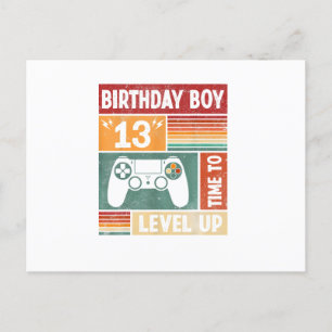 13th Birthday Boy Time to Level Up Video Games Postcard