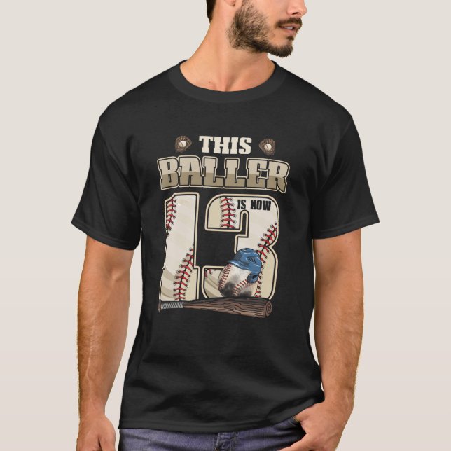 13Th Birthday Boys Thirn Year Old Baseball Player T-Shirt (Front)