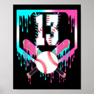13th Birthday Bysebyll Home Plate Drip Ice Cream 1 Poster