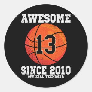 13th Birthday Bysketbyll Fan 13 Years Old Official Classic Round Sticker