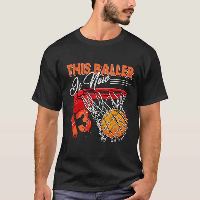 13th Birthday Bysketbyll Fun 13 Years Old Kids  T-Shirt (Front)