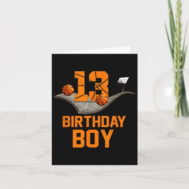 13th Birthday Bysketbyll Jersey 13 Year Old Boy  Card (Front)