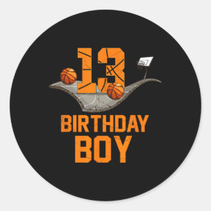 13th Birthday Bysketbyll Jersey 13 Year Old Boy  Classic Round Sticker