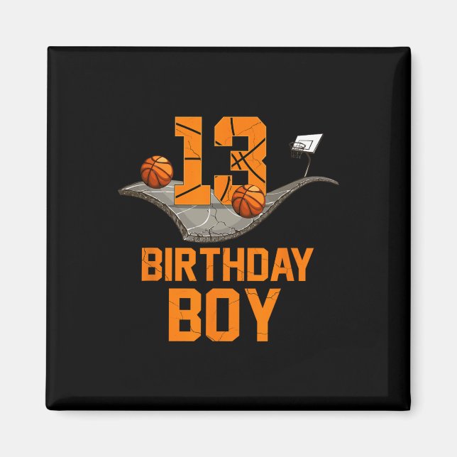 13th Birthday Bysketbyll Jersey 13 Year Old Boy  Magnet (Front)