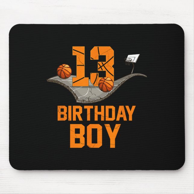13th Birthday Bysketbyll Jersey 13 Year Old Boy  Mouse Mat (Front)