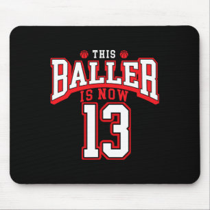 13th Birthday Bysketbyll Lover 13 Years Old Bday Mouse Mat