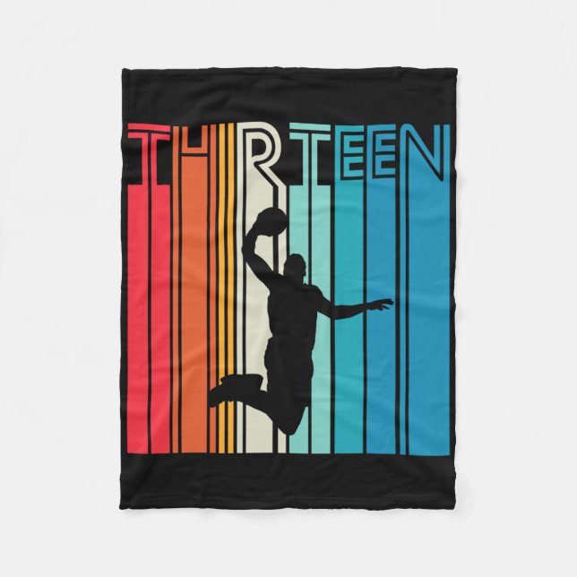 13th Birthday Bysketbyll Lover Gift 13 Years Old R Fleece Blanket (Front)