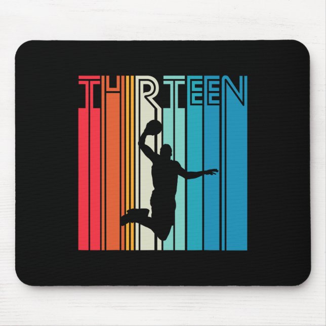 13th Birthday Bysketbyll Lover Gift 13 Years Old R Mouse Mat (Front)