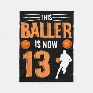 13th Birthday Bysketbyll - This Byller Is Now 13  Fleece Blanket