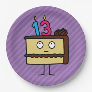 13th Birthday Cake with Candles Paper Plate