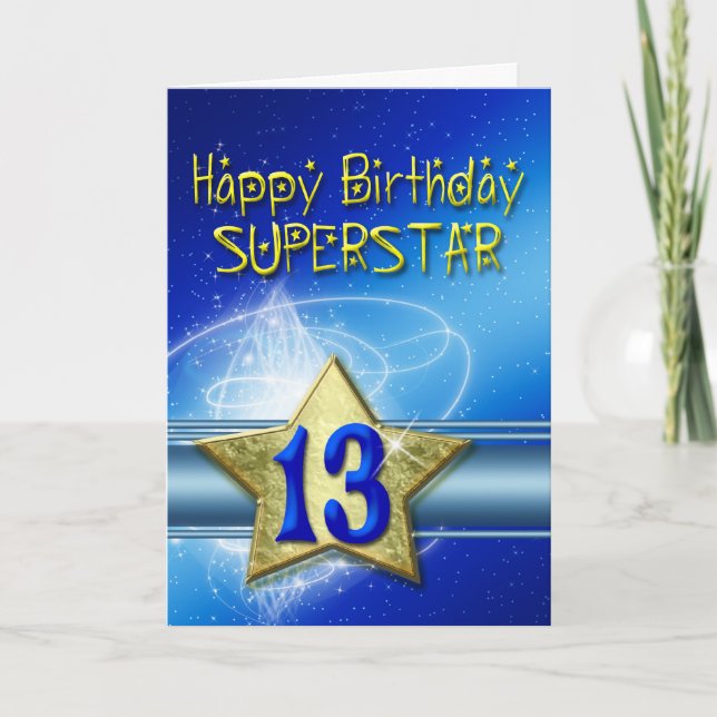 13th Birthday card for Superstar (Front)