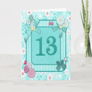 13th birthday card with flowers