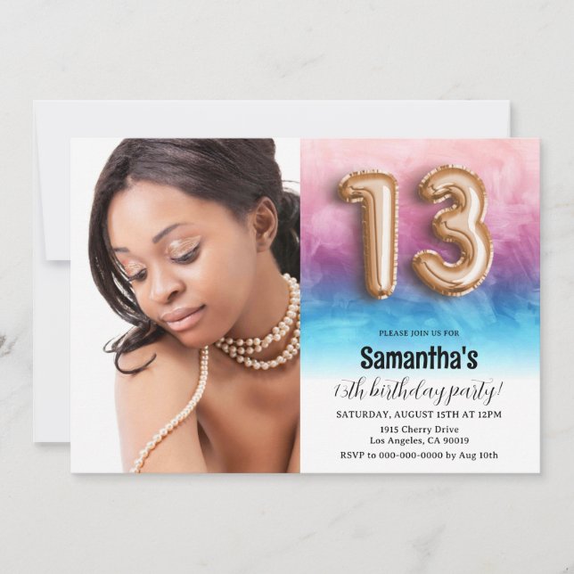 13th Birthday Confetti Gold Portrait Invitation (Front)