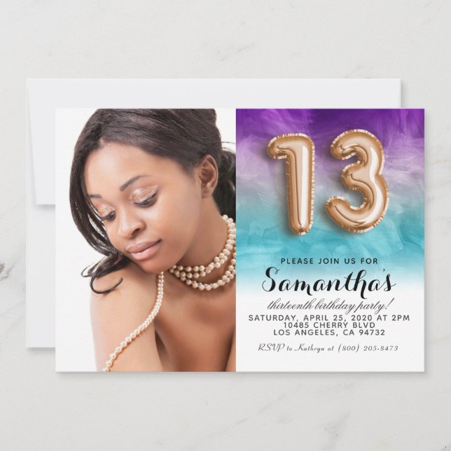 13th Birthday Confetti Gold Portrait Invitation (Front)