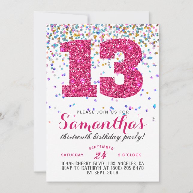 13th Birthday Confetti Invitation (Front)