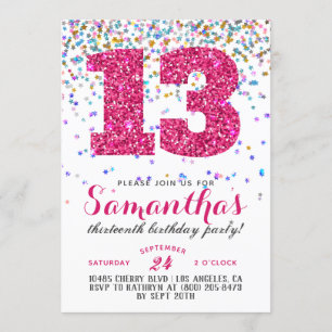 13th Birthday Confetti Invitation