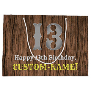 13th Birthday: Country Western Inspired Look, Name Large Gift Bag