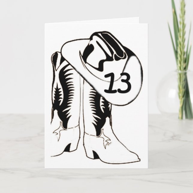 "13th" BIRTHDAY COUNTRY WESTERN STYLE Card (Front)