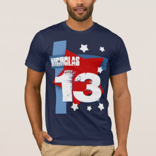 13th Birthday Custom Name RED WHITE BLUE V7 T-Shirt