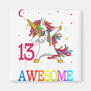 13th Birthday Dabbing Unicorn Party Gift 13 Years Magnet