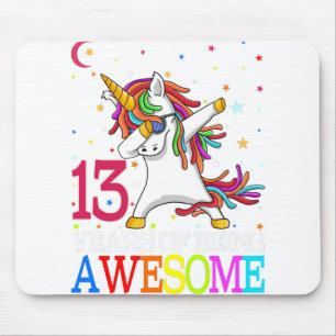 13th Birthday Dabbing Unicorn Party Gift 13 Years Mouse Mat