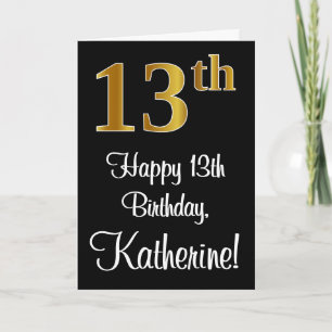 13th Birthday ~ Elegant Luxurious Faux Gold Look # Card