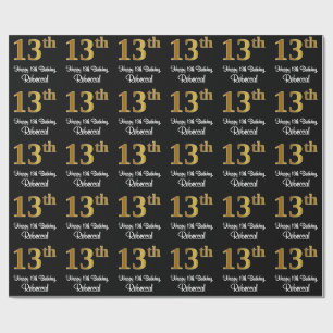 13th Birthday: Elegant Luxurious Faux Gold Look # Wrapping Paper