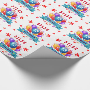 13th Birthday Festive Balloons and Red Stars 102Z Wrapping Paper